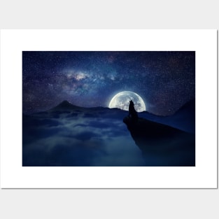 moonlight wolf Posters and Art